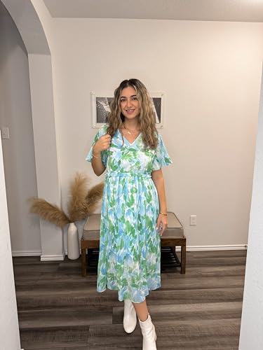 Floral V-Neck Short Sleeve Dress