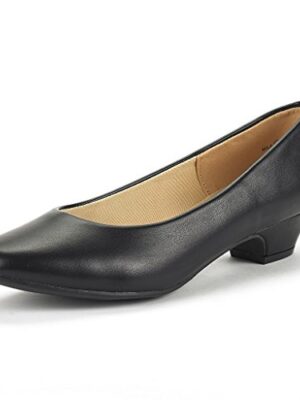 Mid Block Heels Round Toe Pumps