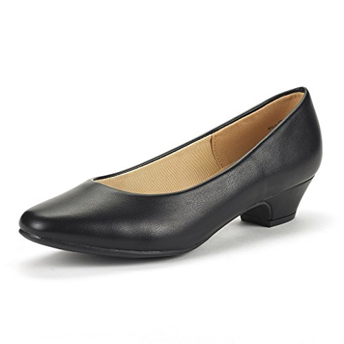 Mid Block Heels Round Toe Pumps