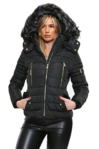 Kraftd Women's Winter Faux Fur Hooded Puffer Jacket