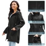 PONCEAU Women's Waterproof Lightweight Packable Raincoat