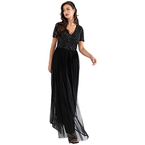 Sequined Evening Dress, Short Sleeve