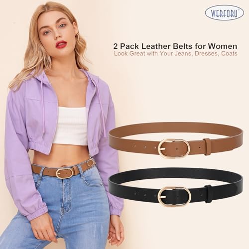 Leather Belt with Gold Buckle