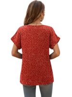 V Neck Chiffon Short Sleeve Blouse