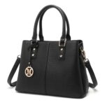 PU Leather Top Handle Handbag, 25 cm