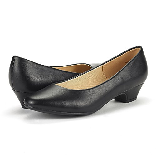 Mid Block Heels Round Toe Pumps