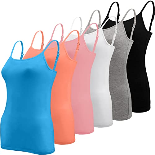 6 Pcs Basic Camisole Adjustable Strap Vest Top