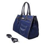 Large Denim Tote Bag with Detachable Strap