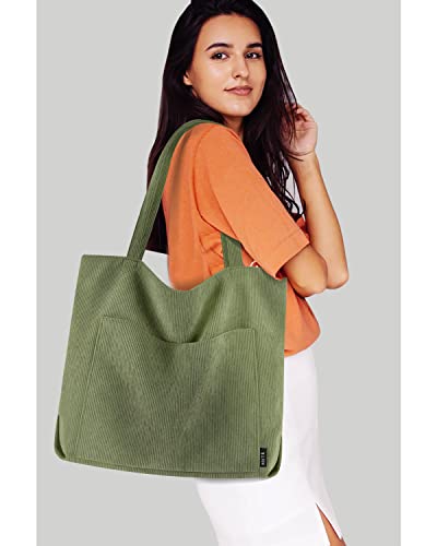 Corduroy Tote Bag - Green