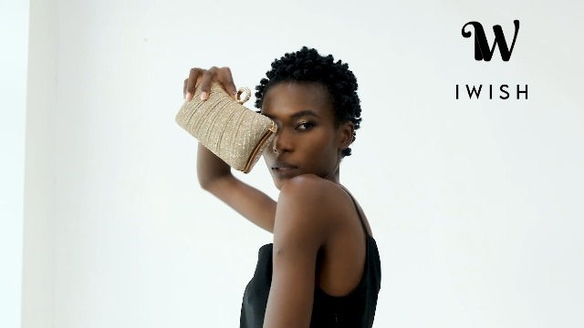 Glitter Clutch with Rhinestone Ring