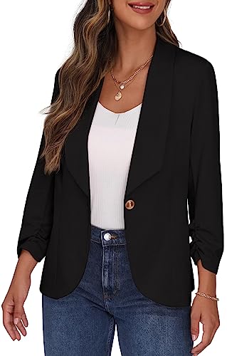 3/4 Sleeve Open Front Blazer