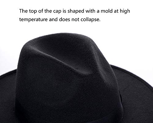 Black Wide Brim Fedora Hat
