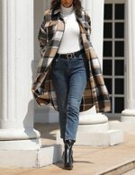 Casual Wool Blend Plaid Shirt Jacket