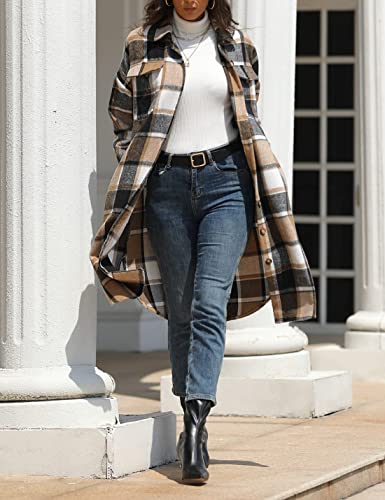 Casual Wool Blend Plaid Shirt Jacket