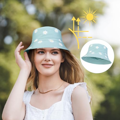 2Pack Reversible Cotton Bucket Hat, Daisies Print