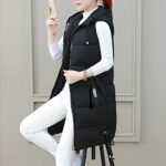 Long Hooded Quilted Winter Vest Coat