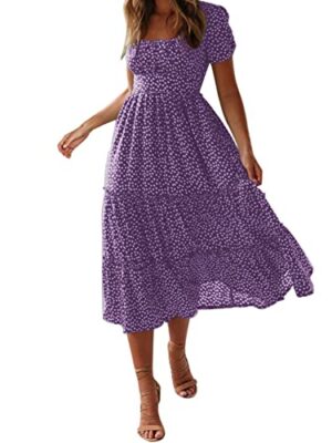Women's V-Neck Polka Dot Maxi Dress with Bell Sleeves
