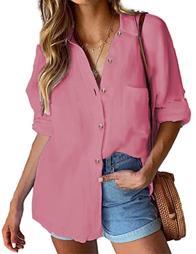 Cotton Long Sleeve V-Neck Blouse