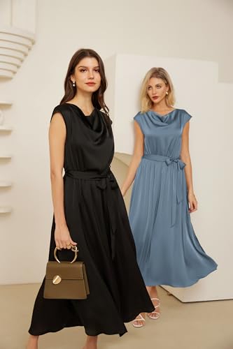 Cowl Neck Belted Midi Dress