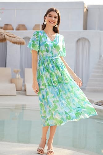 Floral V-Neck Short Sleeve Dress