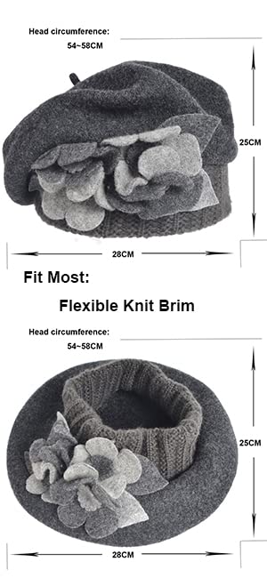 Slouchy Knit Beret Ribbed Beanie Hat
