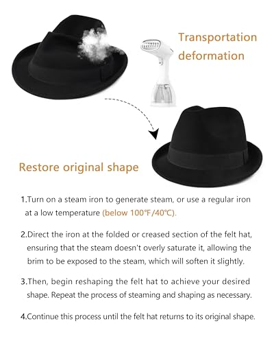 Felt Trilby Fedora, Large Short Brim Hat