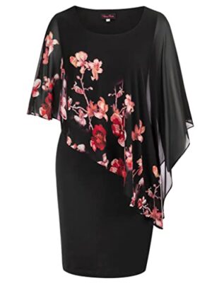 Cape Chiffon Cocktail Dress