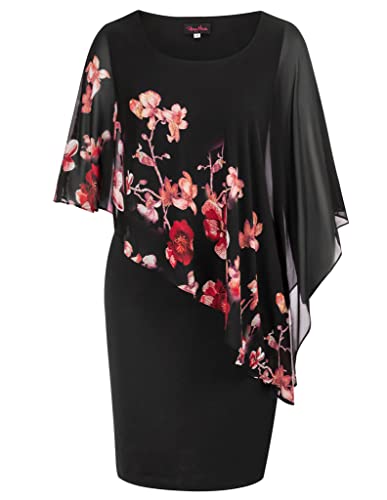 Cape Chiffon Cocktail Dress