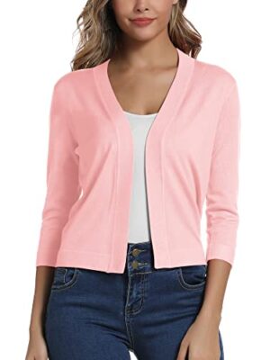3/4 Sleeve Cropped Shrug Cardigan