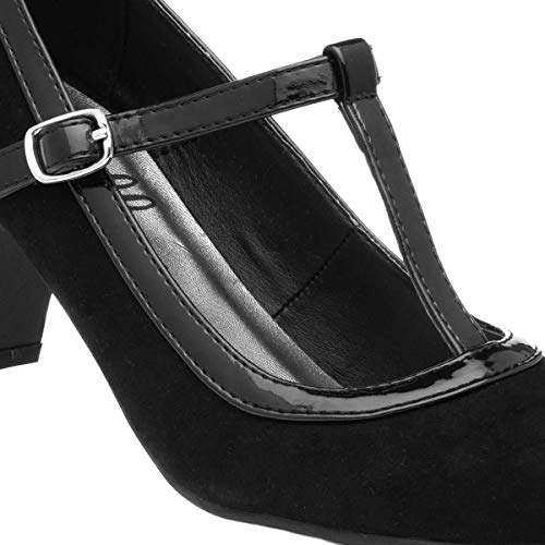 Black Faux Suede Court Shoe