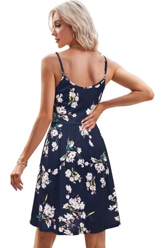 V Neck Floral Midi Sundress with Pockets