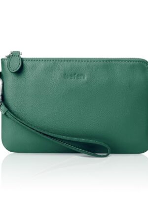 Small Leather Clutch Bag - Forest Green