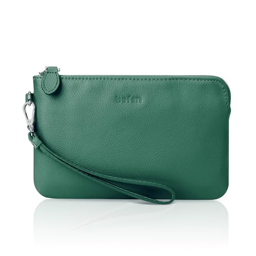 Small Leather Clutch Bag - Forest Green