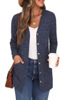 Long Sleeve V Neck Cardigan with Pocket