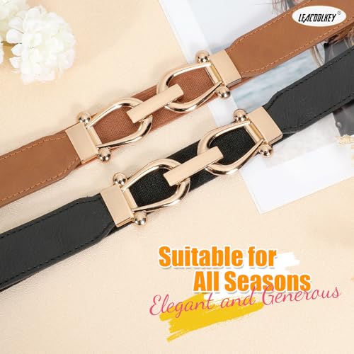Skinny Elastic Belt with Gold Buckle