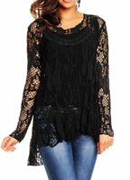 MissHera Women's 2pc Long Sleeve Lace Tunic Plus Size