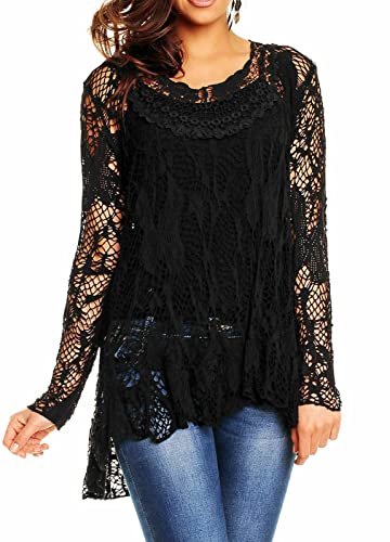 MissHera Women's 2pc Long Sleeve Lace Tunic Plus Size