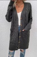 Long Sleeve Open Front Cardigan with Pockets