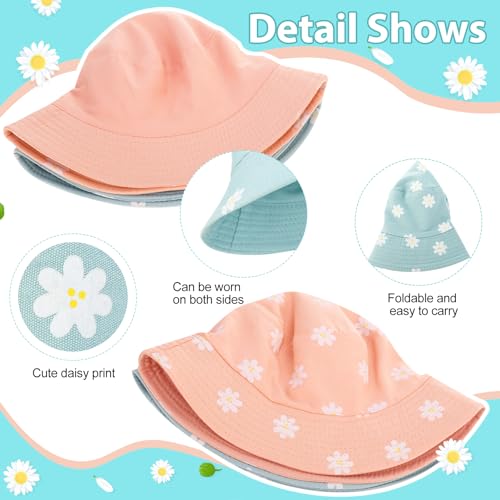 2Pack Reversible Cotton Bucket Hat, Daisies Print