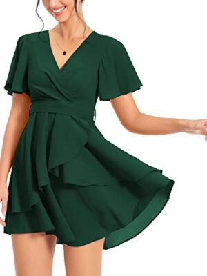 Short Sleeve V-Neck Skater Dress