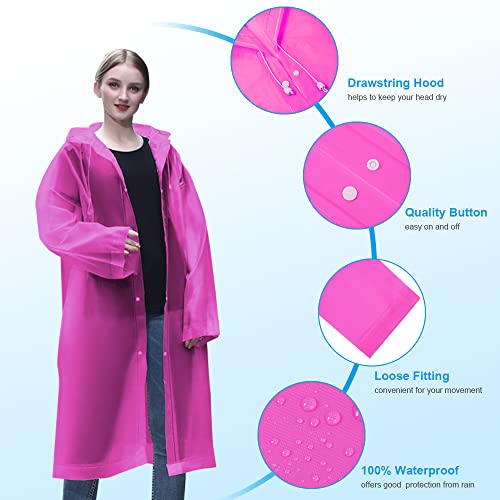 Waterproof Adult Poncho, 2PCS, Reusable, with Hoods