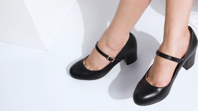 Mid Block Heels Mary Jane Ankle Strap Shoes