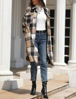 Casual Wool Blend Plaid Shirt Jacket