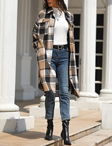 Casual Wool Blend Plaid Shirt Jacket