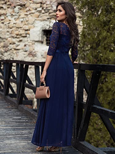 MIUSOL Women's Vintage Lace 3/4 Sleeve Maxi Dress