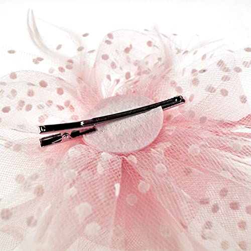 Fascinator Hat with Mesh, Ribbons, & Feathers