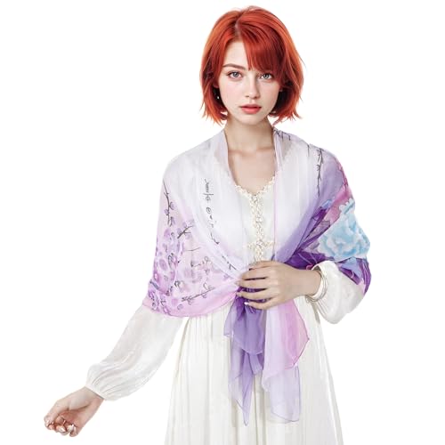 Chiffon Floral Print Scarf - Lightweight Shawl