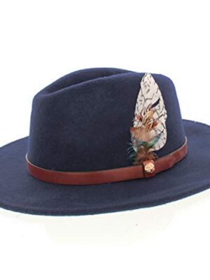 100% Wool Fedora with Feather Trim 57cm