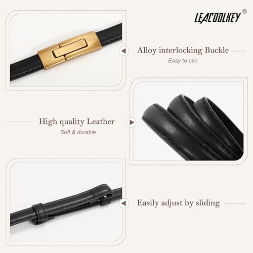 Skinny Leather Belts with Gold Buckle