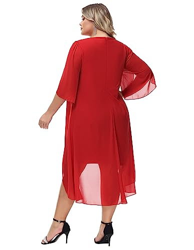 Chiffon V-Neck Cape Dress